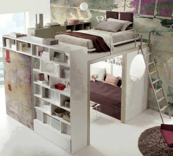 teenager soveværelse køjeseng dekorative væg design