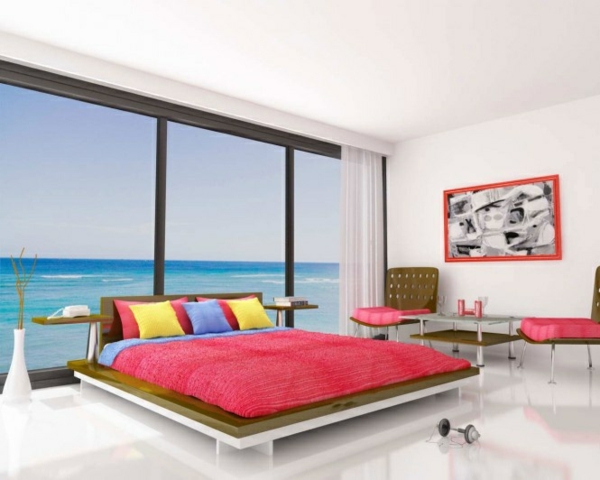 teenager idei de design cameră pat peisaj marin