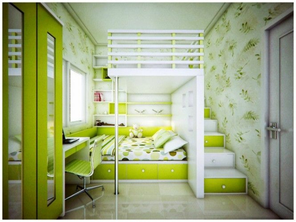 teenager room light green