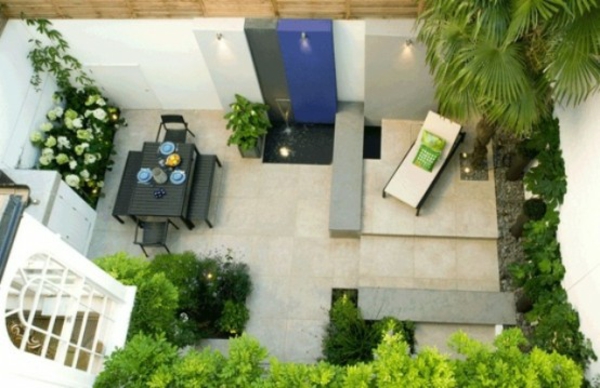 terasa příklady designu zahradní nábytek jídelní kout design relaxační rohové rostliny