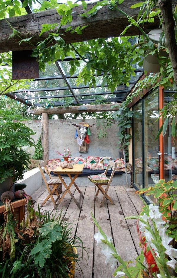 terrasse design billeder veranda bygge din egen trægulv terrasse tagdækning glas