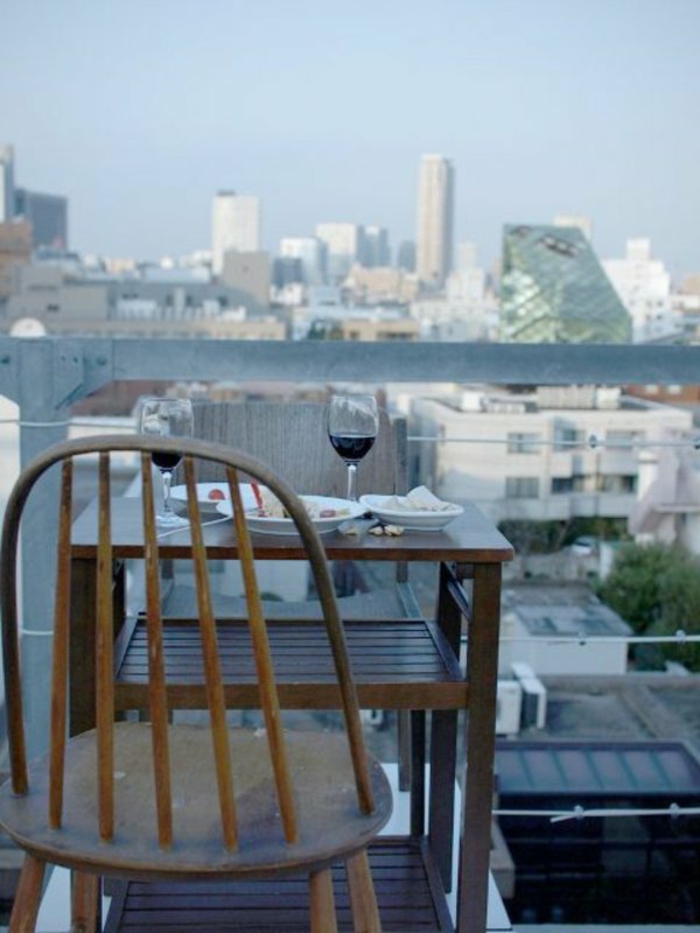 ideas de terrazas café privado mesa de centro de hogar vista a la ciudad de madera