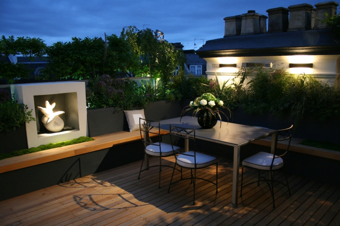 阳台设计美丽的照明选择庭院家具