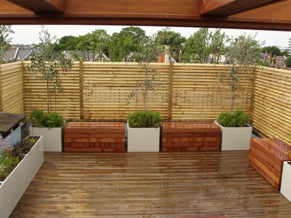 βεράντα προστασία από την όραση ξύλινα δάπεδα terraced ξύλινα φυτά