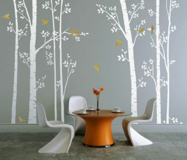 table chairs photo wallpaper forest