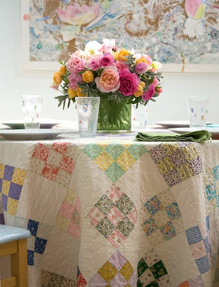 tafelkleed naaien bijpassende stoffen diy projecten patchwork tafelkleed