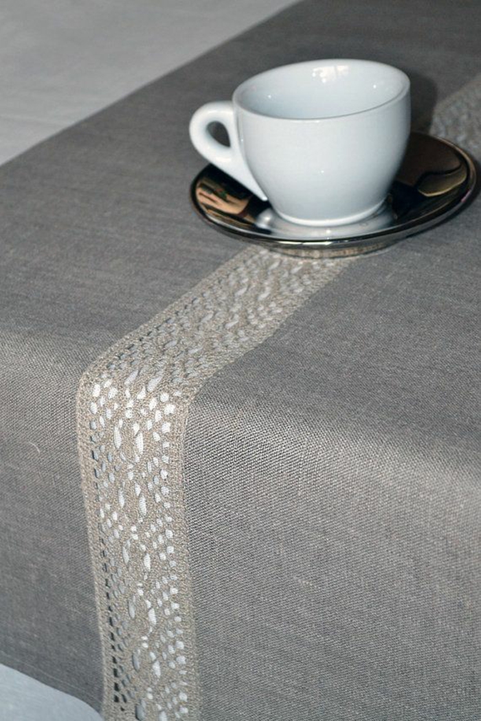 tafelkleed naaien bijpassende stoffen en patroon kant grijs