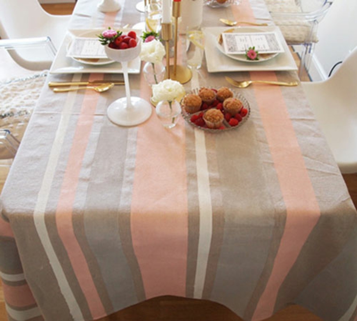 tafelkleed naaien bijpassende stoffen en patroon strepen