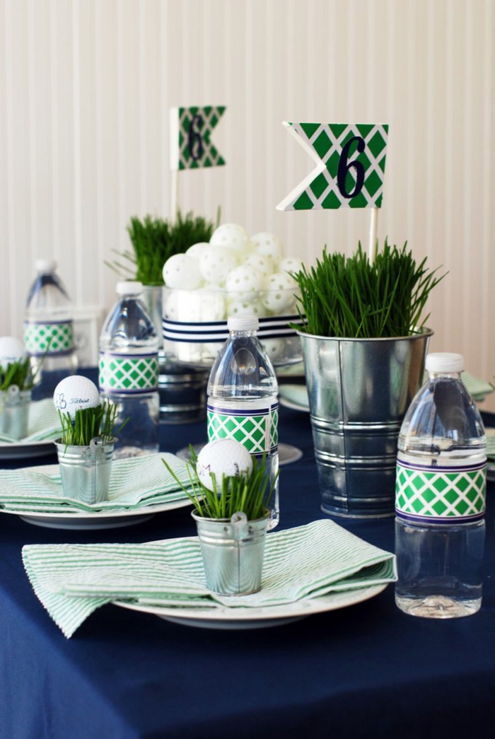 bord dekoration blå blå duge plante