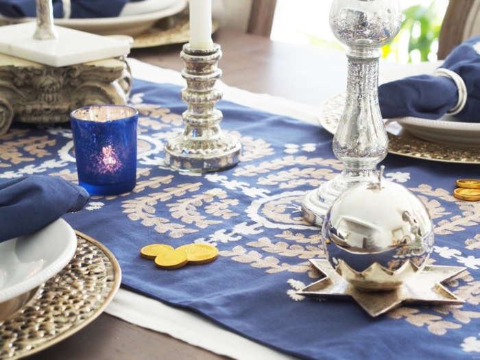 bord dekoration blå blå bord runner lys stjerner