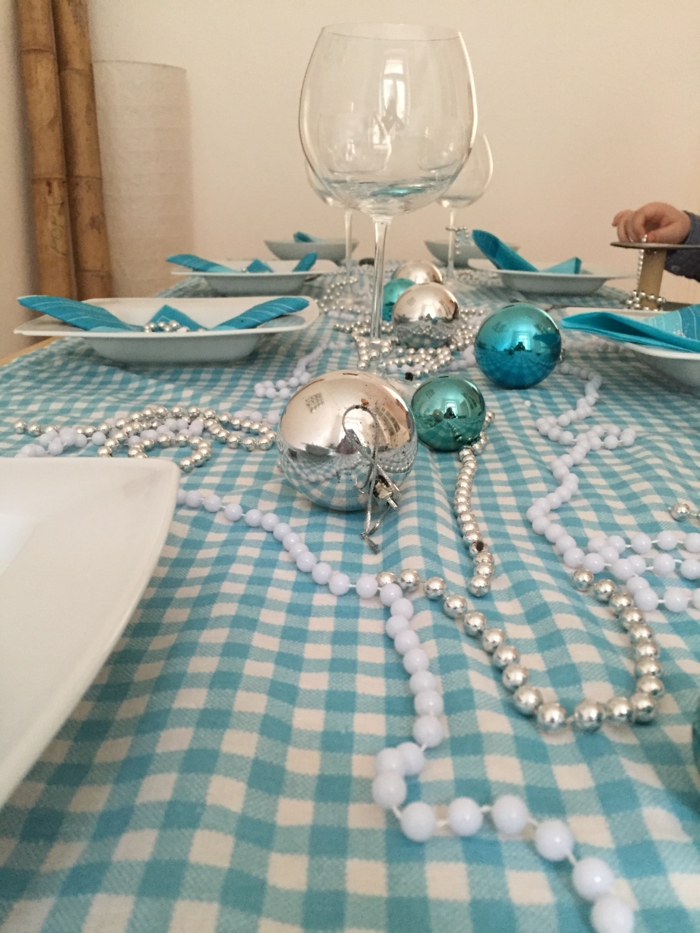 bord dekoration blå duge ternet blå deco