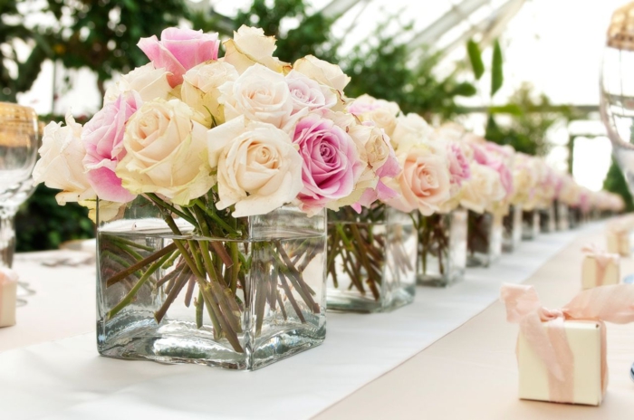 décoration de table décoration de table festive mariage fleurs vases en verre