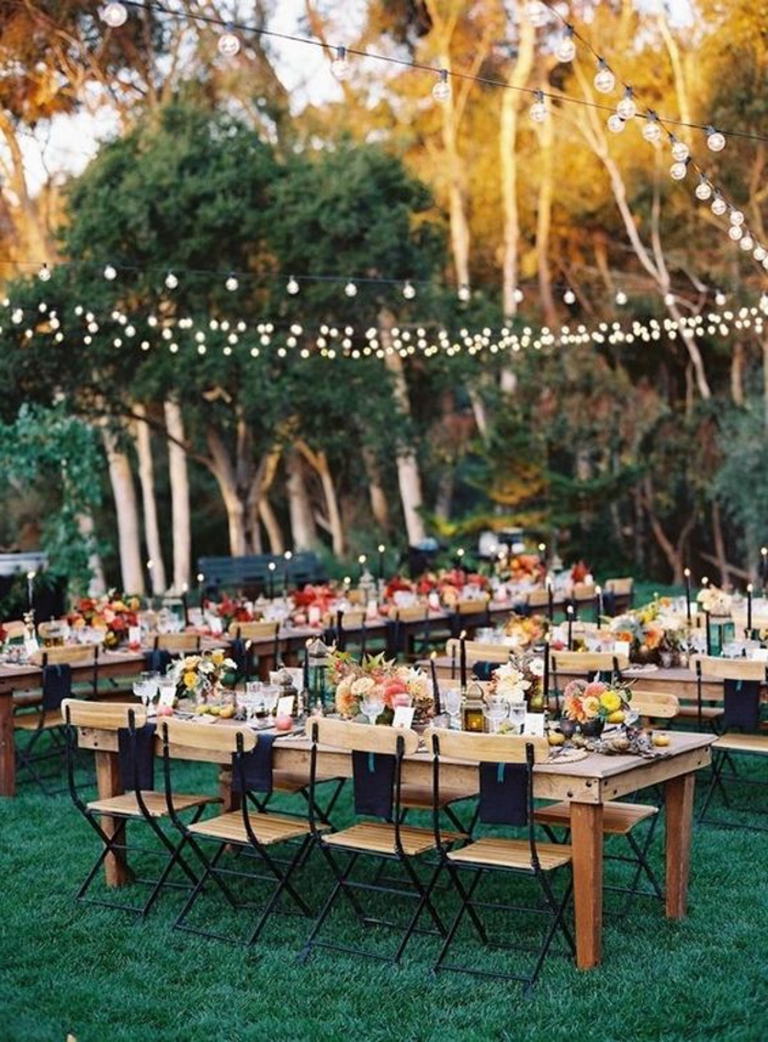stolní dekorace zahradní party elegantní svatba oslavují víla světla