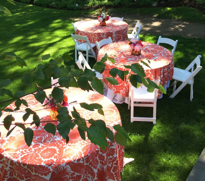桌装饰花园党彩色桌布花园的想法