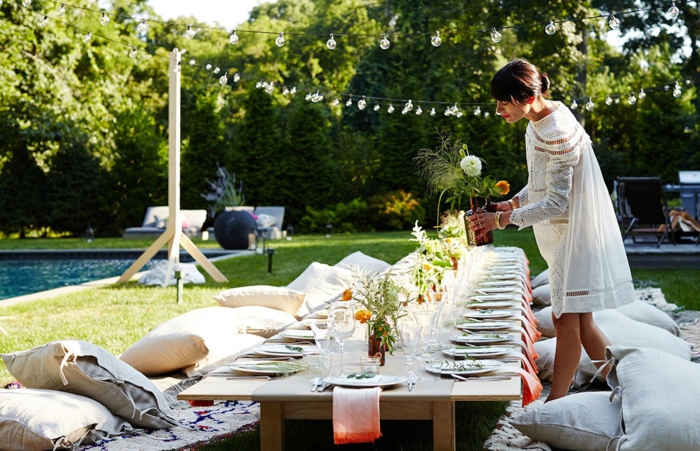 桌装饰花园派对花园想法创意坐垫花