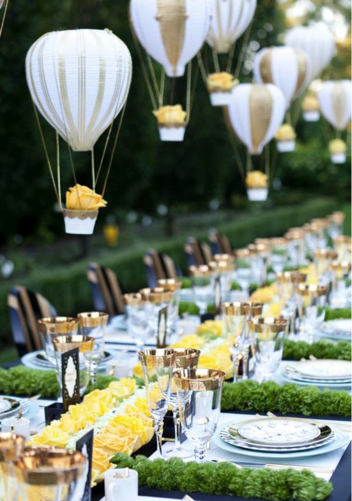 stolní dekorace zahradní party svatební stylový kreativní zahrada nápady dekorace