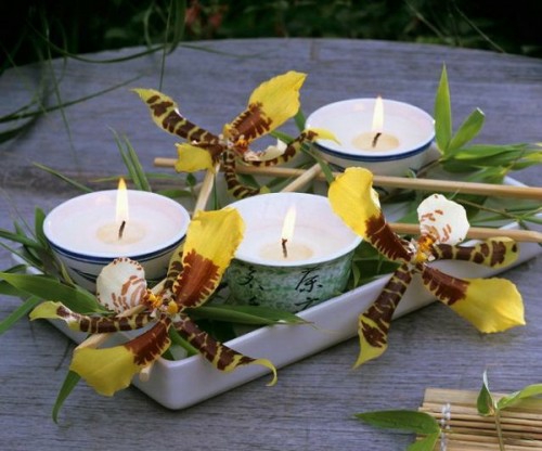 декорация на маса с орхидеи на японски стил