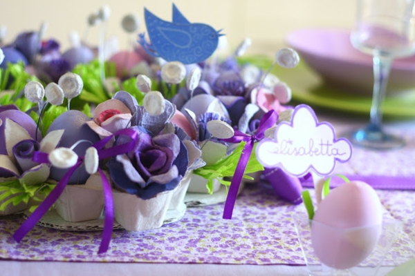 餐桌装饰复活节紫色鸡蛋复活节装饰修补匠的想法