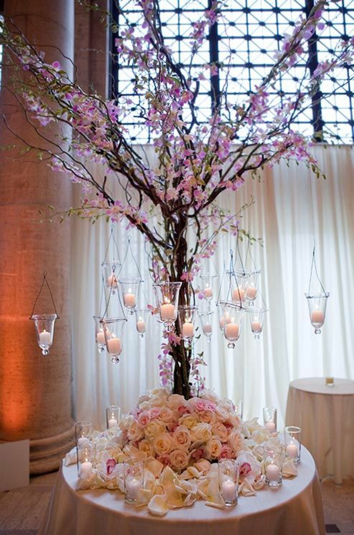 πίνακας διακόσμηση γάμος floral τριαντάφυλλα κλαδιά άνοιξη κλαδιά