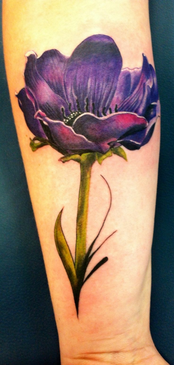gode ideer underarme tatovering kvinne anemone blomst