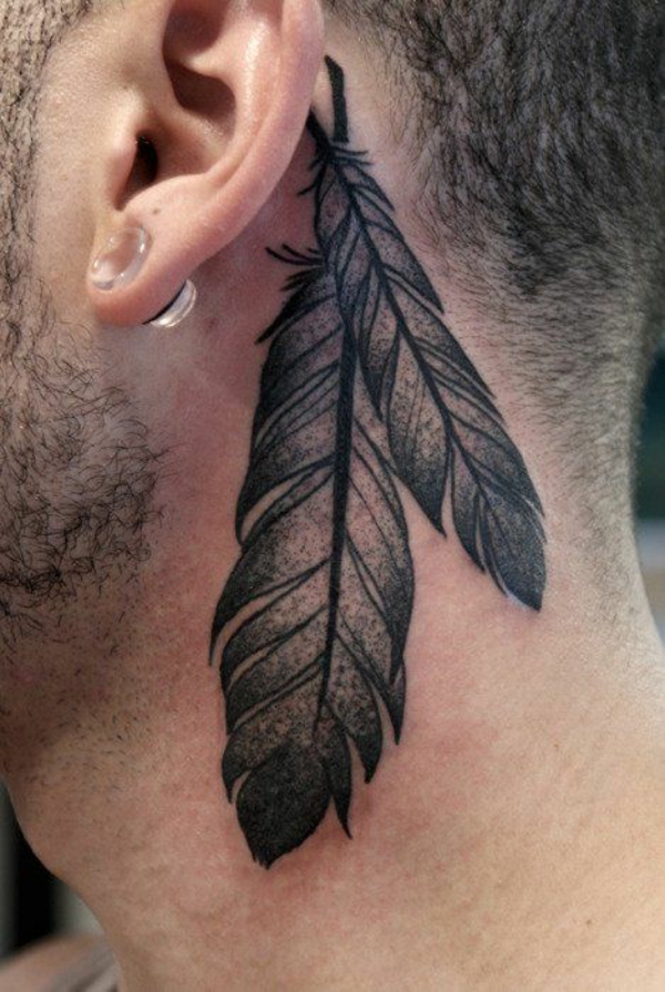 τατουάζ ιδέες τατουάζ πίσω από το αυτί 2 φτερό