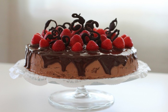 tartes décoration fraises au chocolat