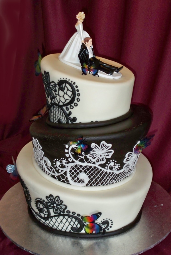 كعكة الزفاف الجميلة ثلاثة العصي تزيين فطائر