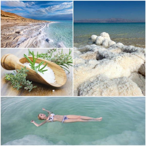 dead sea salt pictures collage