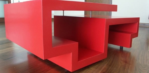trendikkäät erikoiset sohvapöydät punainen geometrinen rakenne