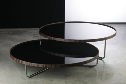 trendy peculiar coffee tables black round plates gleaming