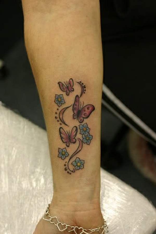 trendy ιδέες καρπό τατουάζ πολύχρωμα λουλούδια