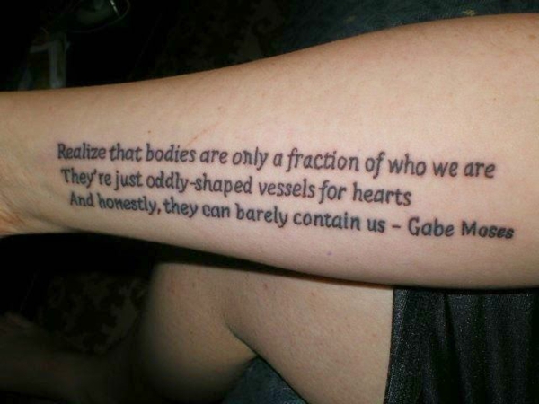 tattoo writing original sayings underarm