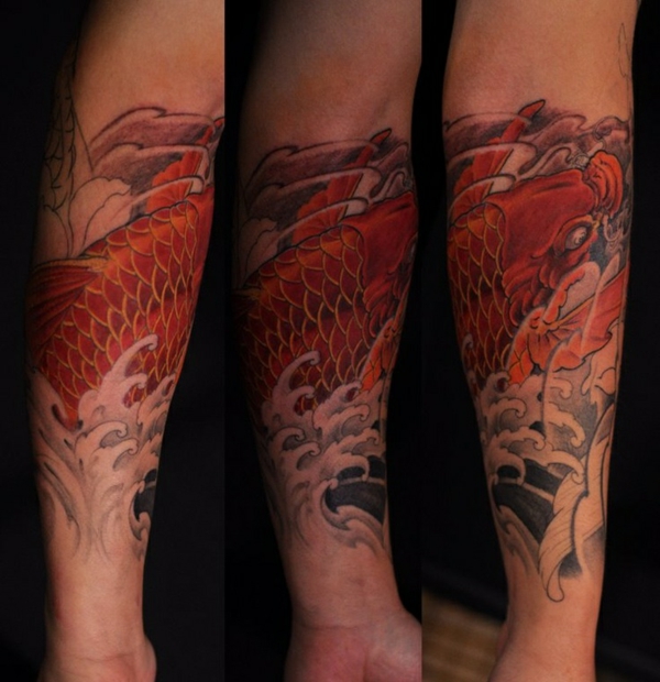 tatuiruotė dilbio nuotraukas lėtinis rašalo žuvų motyvas
