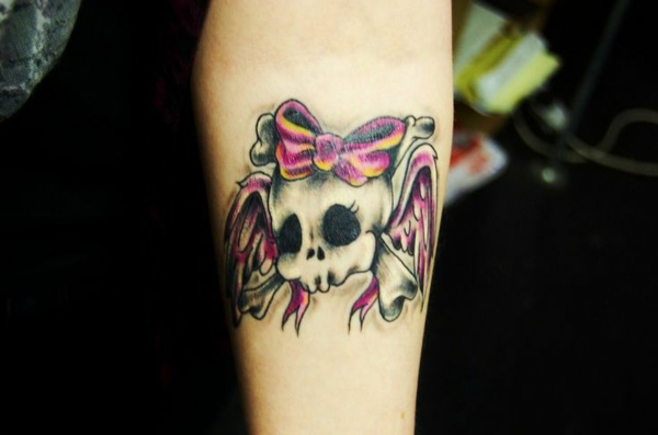 forearm tattoo skull motif