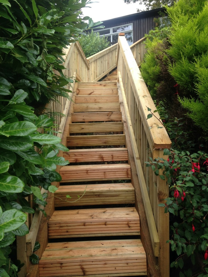 escaliers forme plantes de jardin idées extérieures