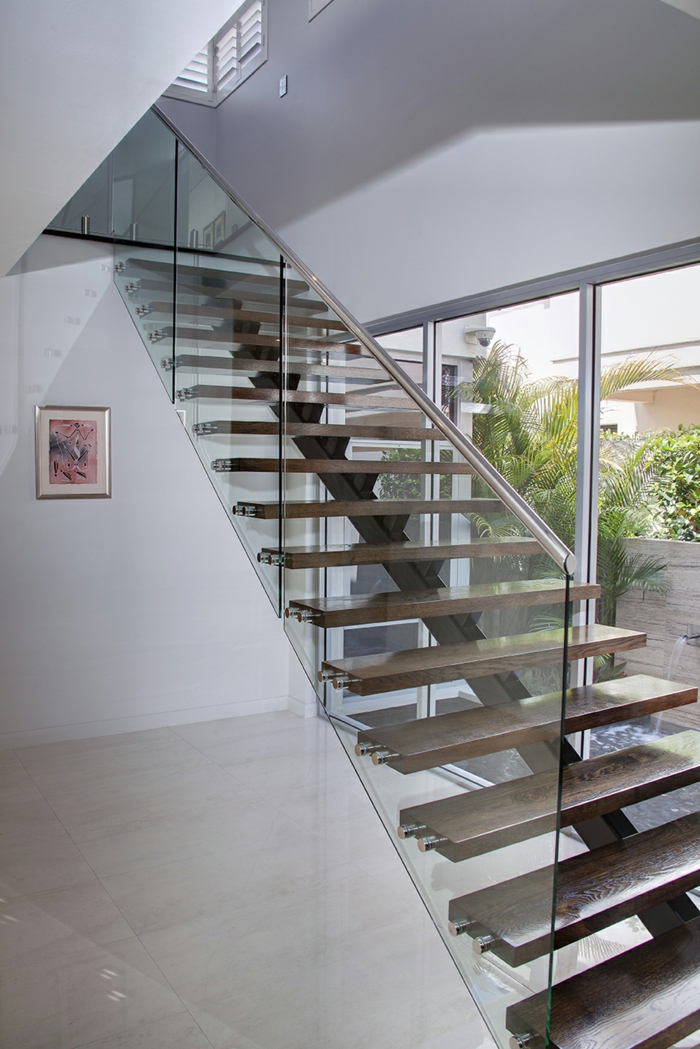 stair railing glass fancy staircase modern interior