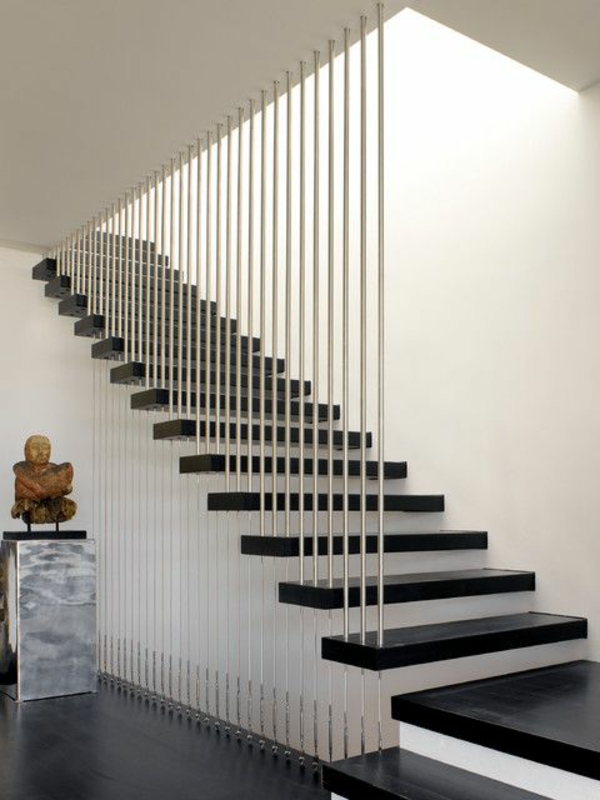 楼梯设计现代对比色和材料
