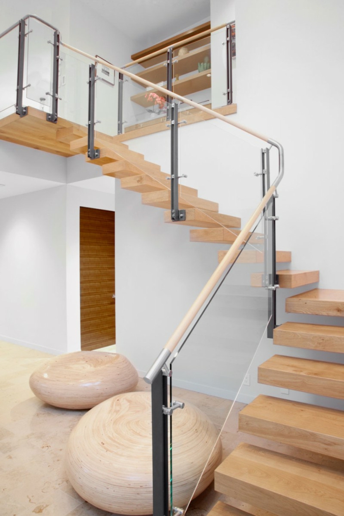 σκάλα μόδας κιγκλίδωμα γυάλινη σκάλα ξύλινες ιδέες που ζουν