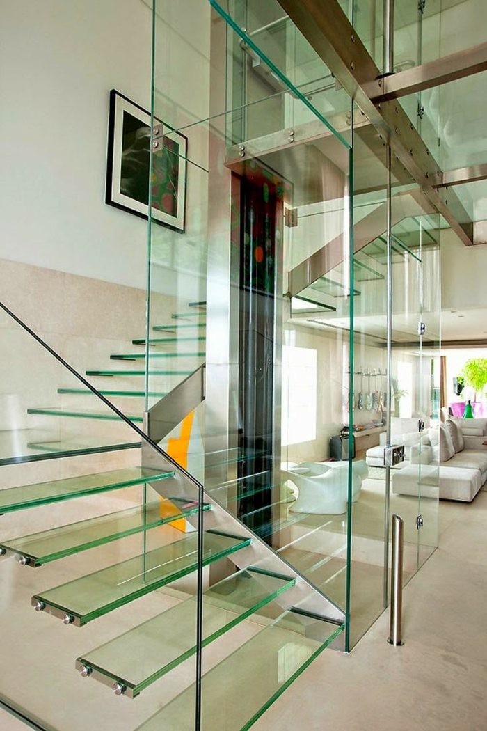 laiptai formos stikliniai laiptai atskirai laiptų žingsniai