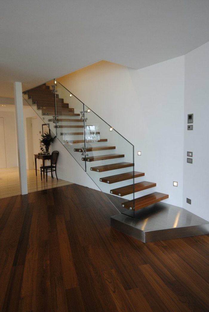 staircase frame glass railing floating steps
