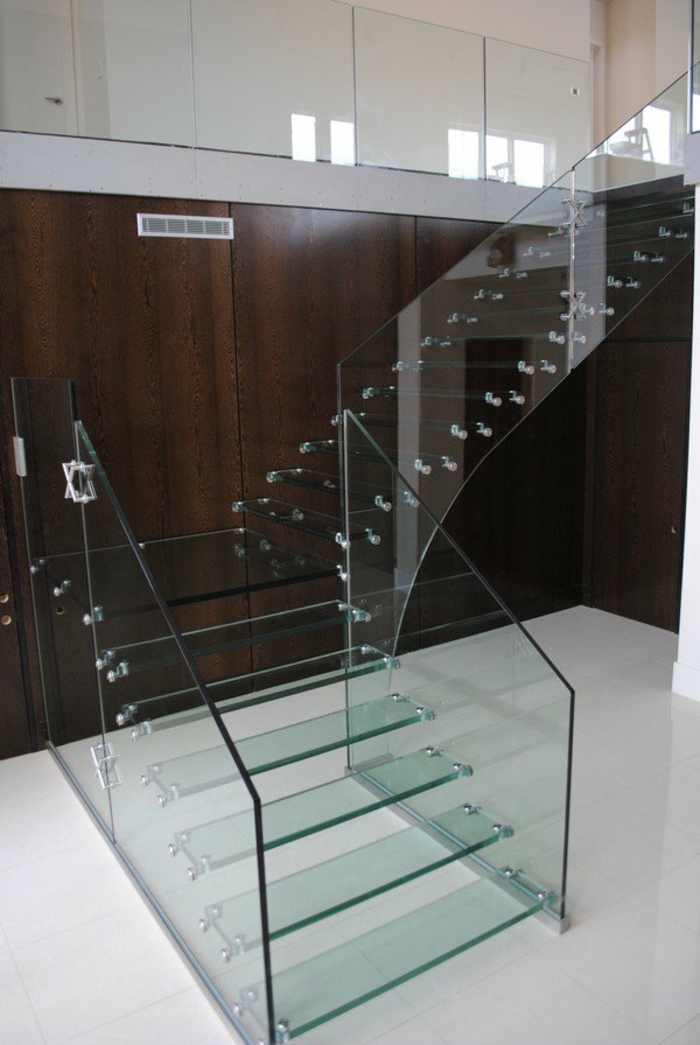 forma de escalera barandilla de vidrio de acero