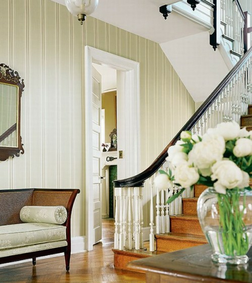 σκάλες ιδέα καναπέ τοίχο καθρέφτη γαλλικό στυλ ρουστίκ σπίτι
