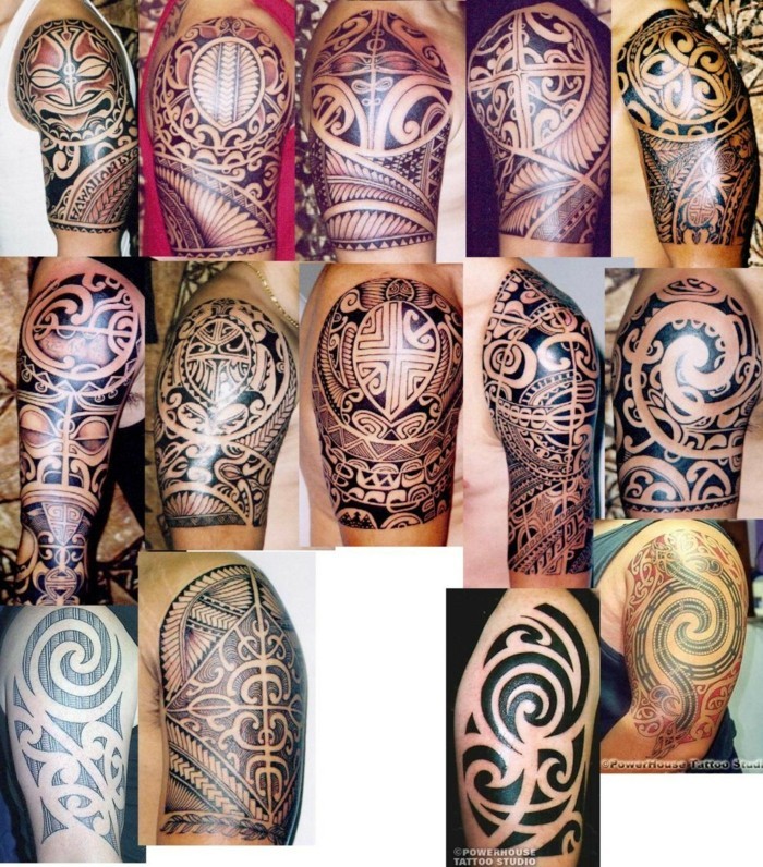 部落图案毛利人纹身上臂男子
