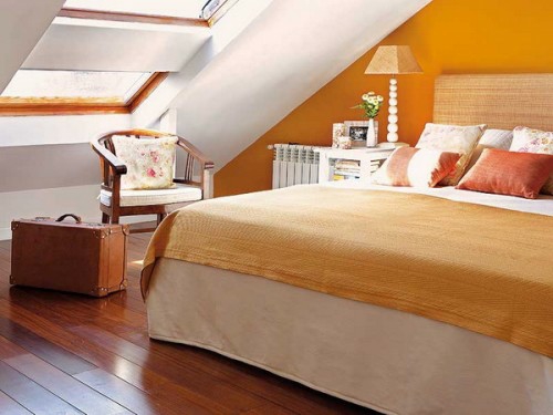 borst houten vloer dakluik slaapkamer idee ontwerp