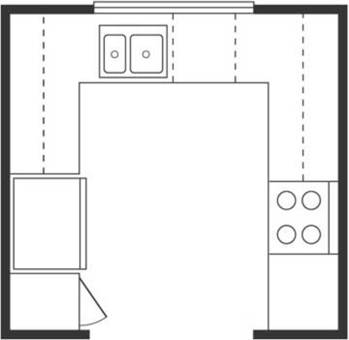 U formet køkken udkast projekt ø idé firkantet trekant Vigtigt køkken gulv planer