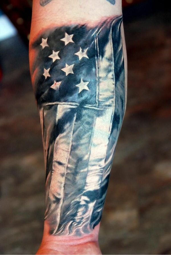 前臂纹身设计思路美国图案