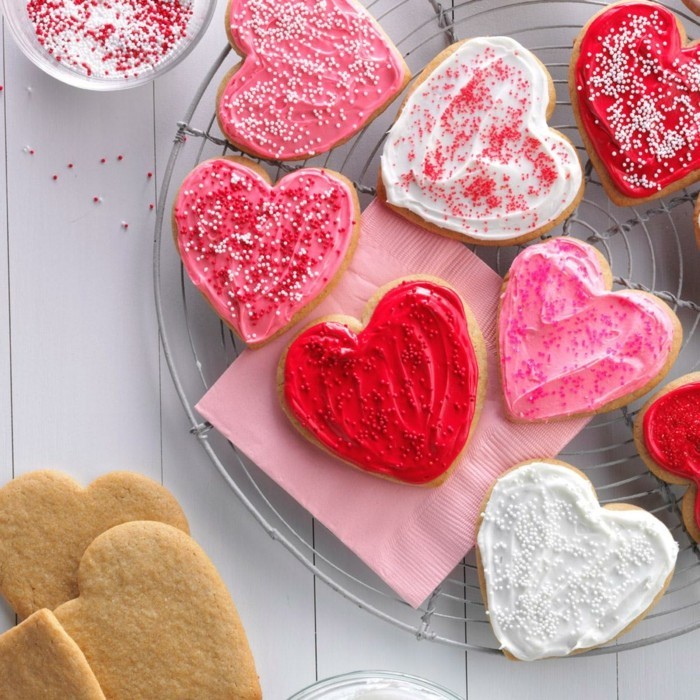 valentines ιδέες ημέρας μπισκότα καρδιά χρώματος