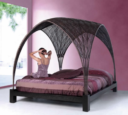 συνυφασμένα κορυφαία κορνίζα κρεβάτια πλαίσιο ξύλινο πλαίσιο κρεβάτι με ουρανό