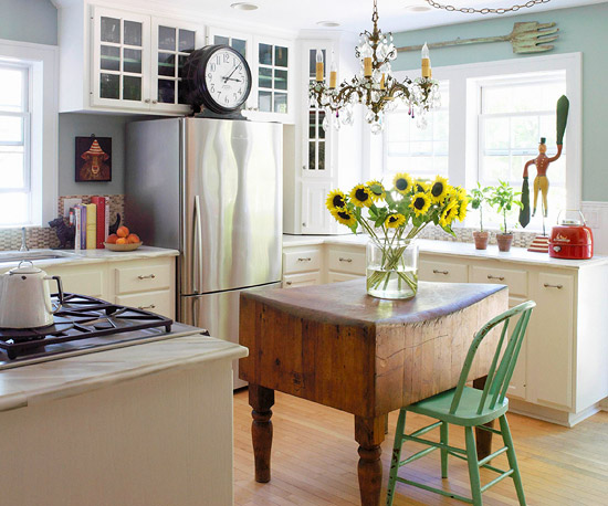 老式的老式厨房设计向日葵