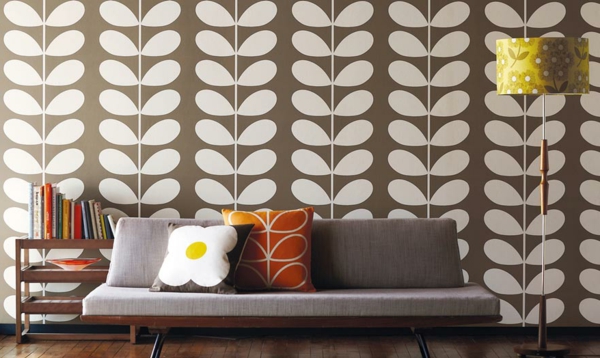 עיצוב וינטאג 'ספה לזרוק קיר טפט אלמנטים פרחוניים